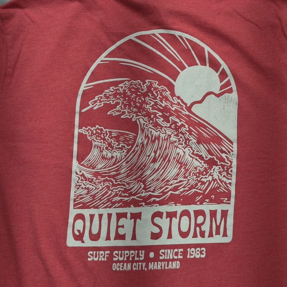Quiet Storm T-Shirt Mens M Red Heathered Ocean Graphic Logo Surf Supply - Picture 16 of 16